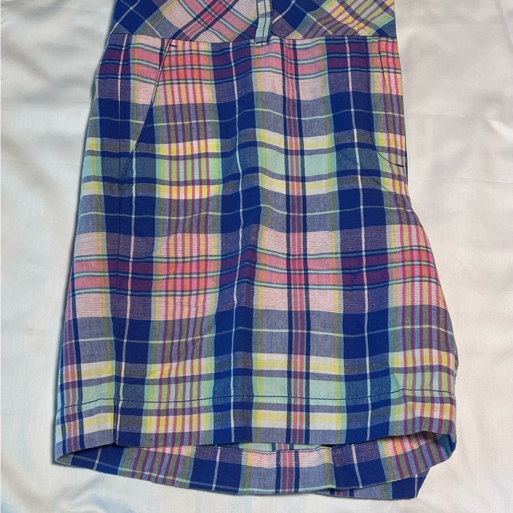 Talbots Blue and Pink Pastel Plaid 7”Shorts, Size 16 - Picture 3 of 5